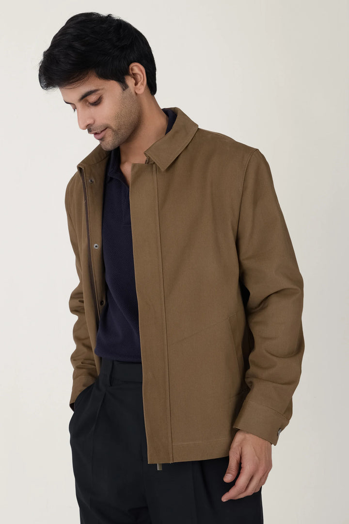 KHAKHI WASHED COTTON JACKET - CRAIG