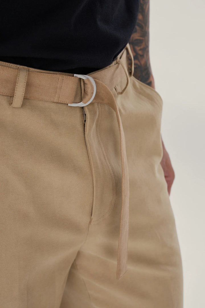 SELF FABRIC BELT TROUSERS KHAKHI - CRAIG