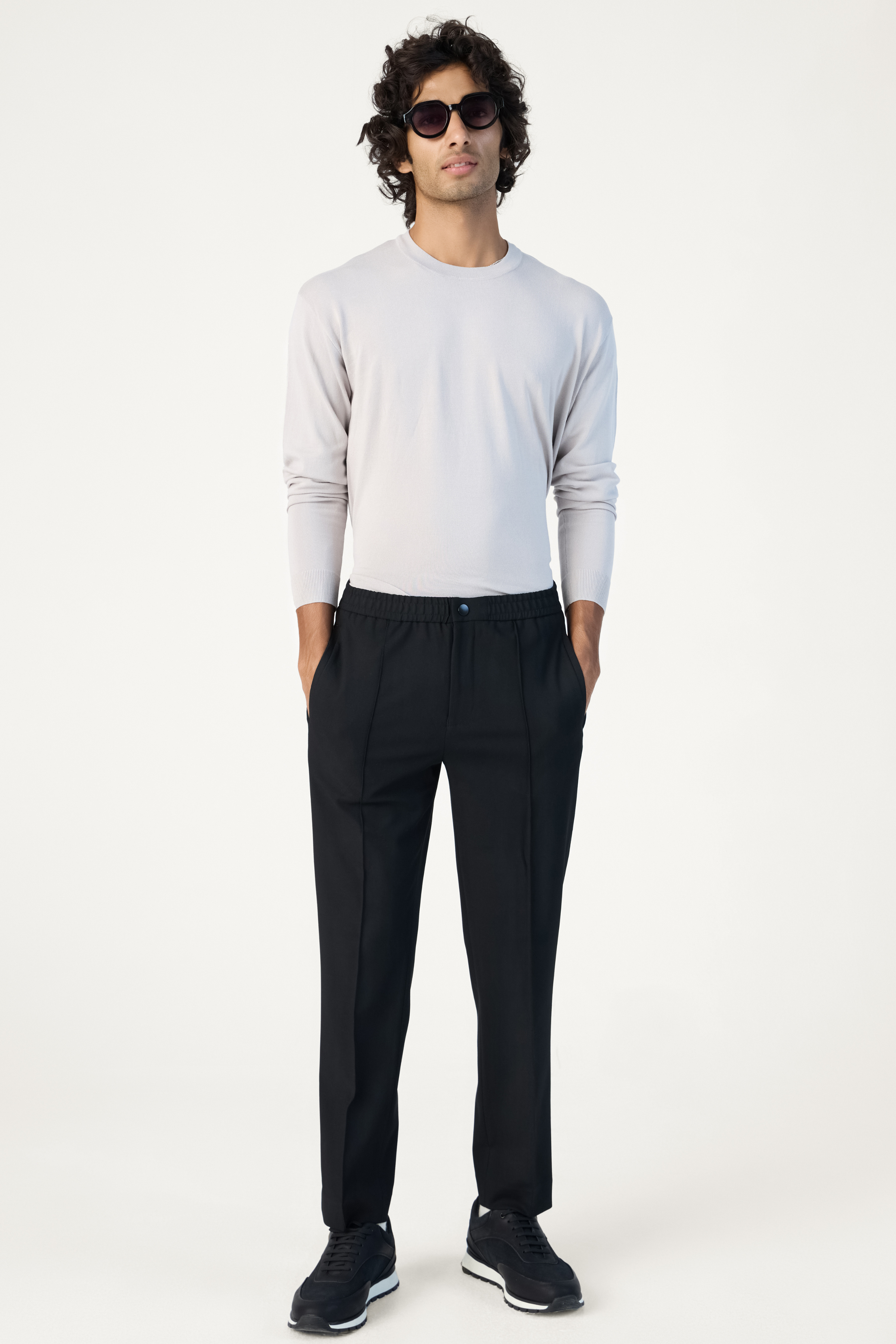 TEXTURED ELASTICATED JOGGER BLACK