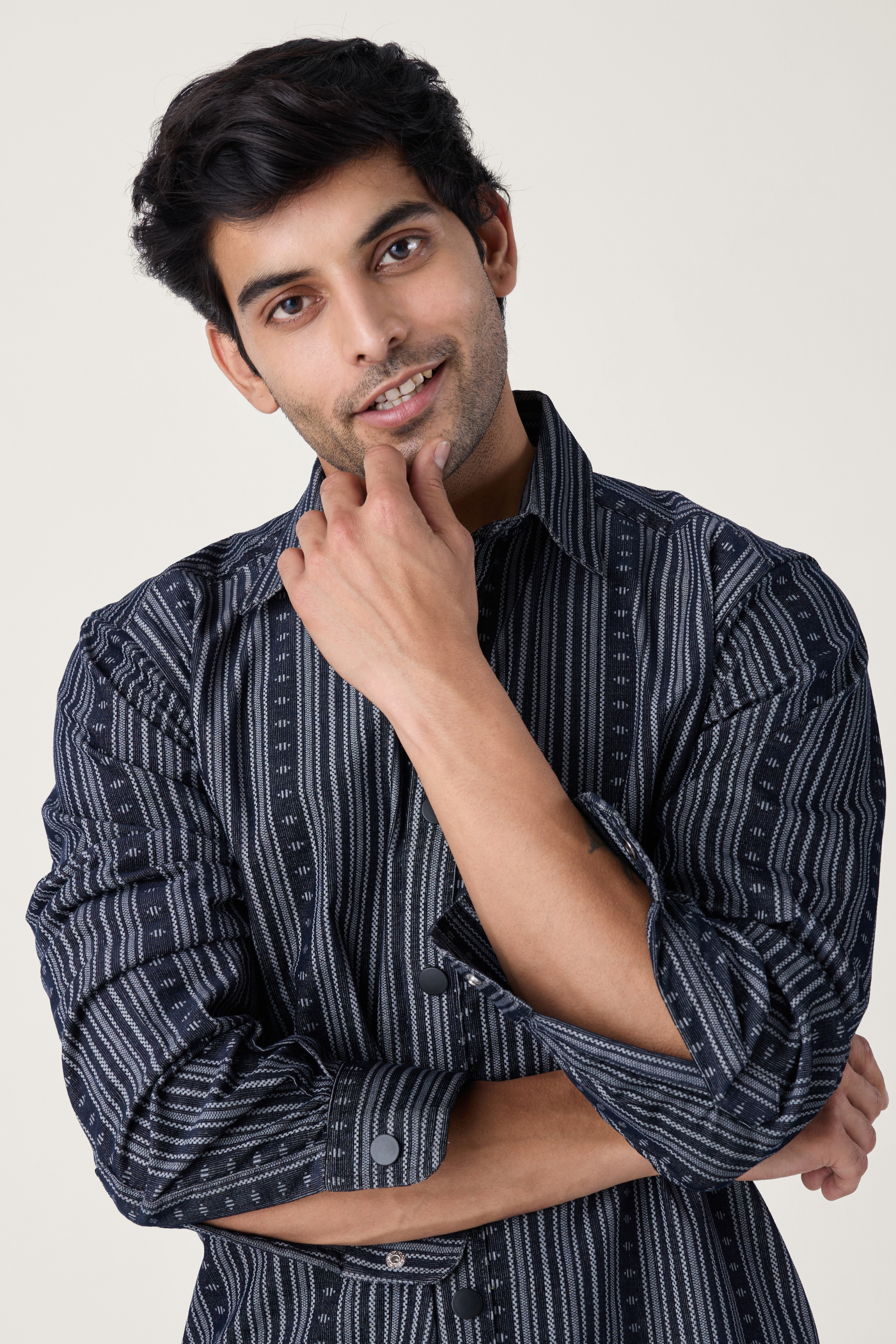NAVY JACQUARD SHIRT