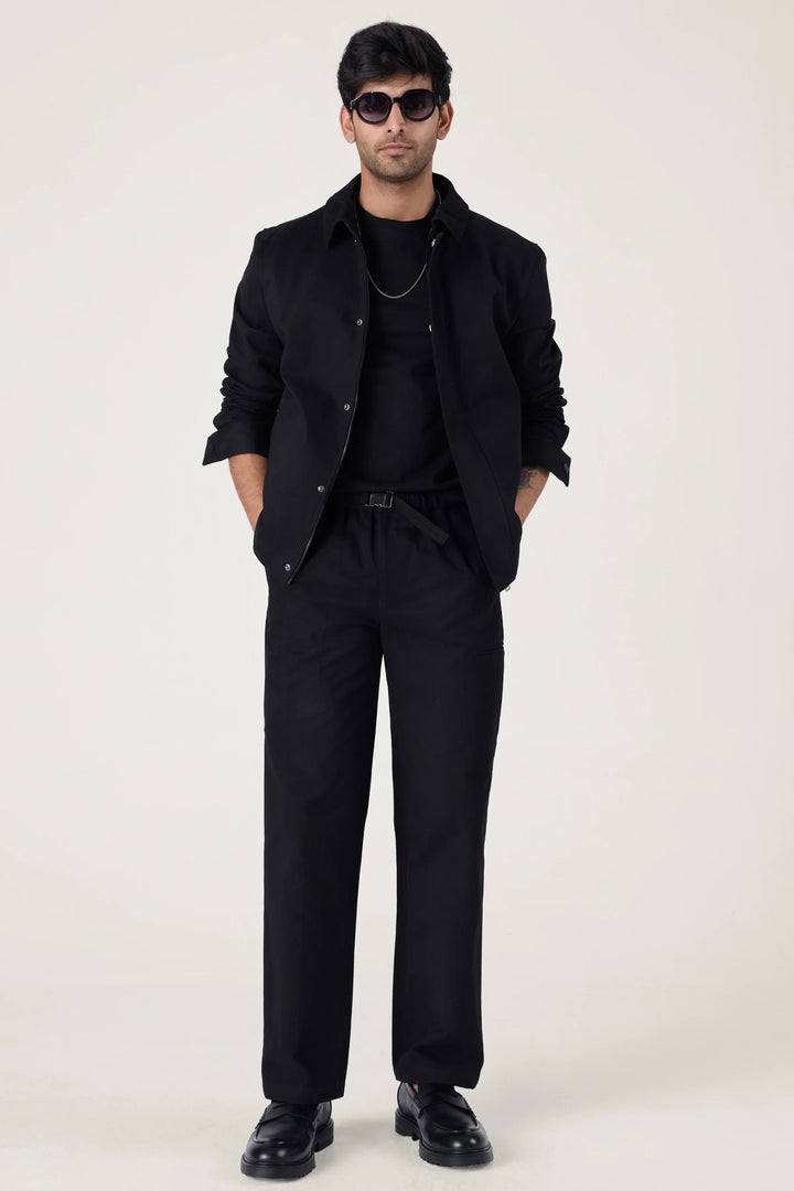 BLACK WASHED COTTON JACKET - CRAIG