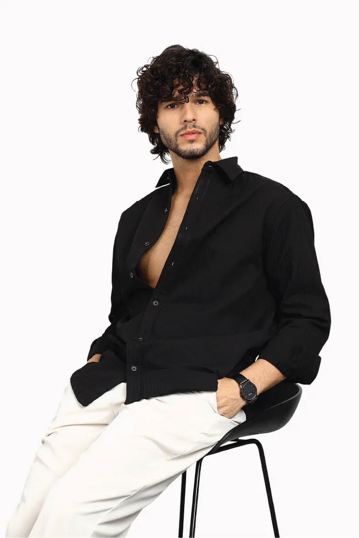 BLACK EVENING SHIRT - CRAIG