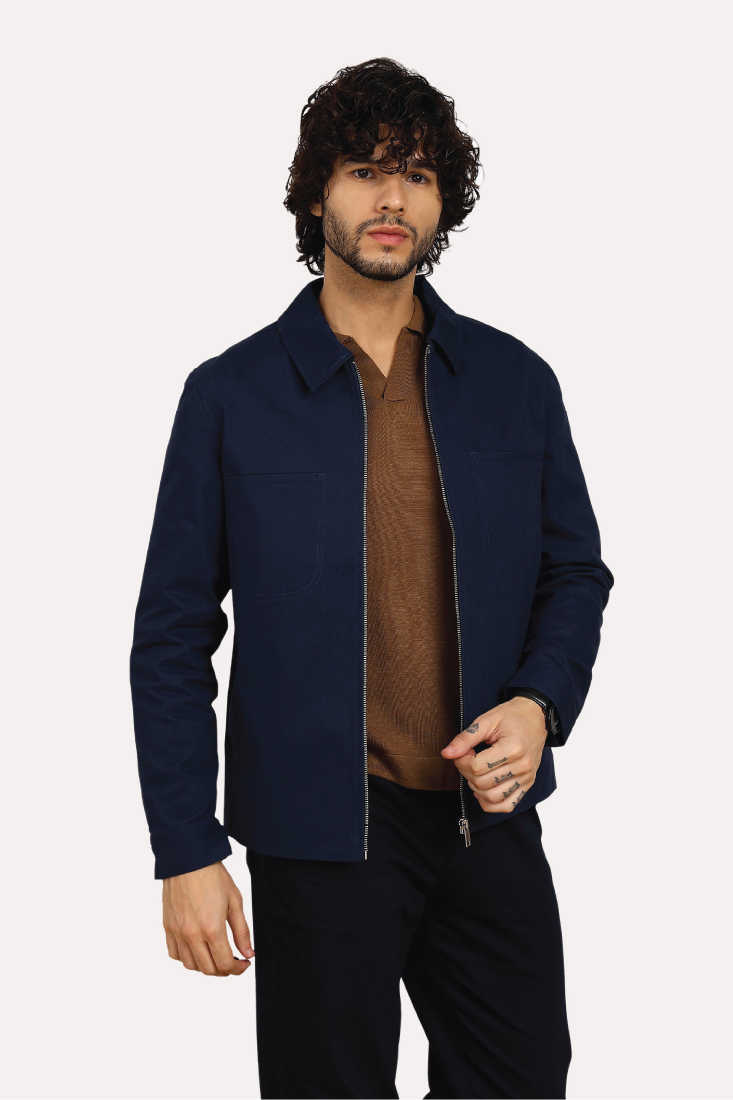 NAVY SWOOSH OVERSHIRT