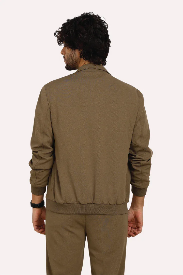 BEIGE KNIT CONTRAST BOMBER - CRAIG