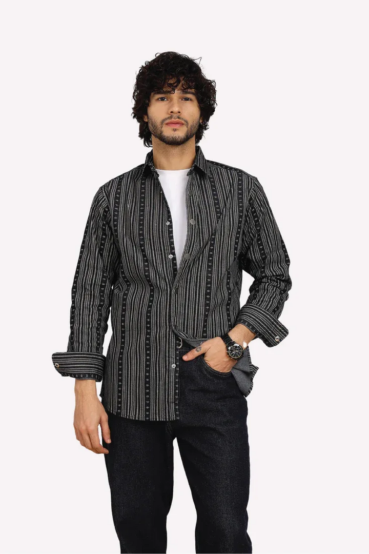 NAVY JACQUARD SHIRT - CRAIG