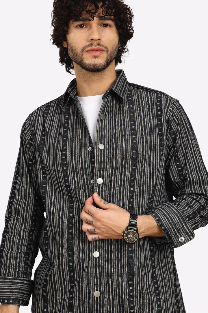 NAVY JACQUARD SHIRT - CRAIG