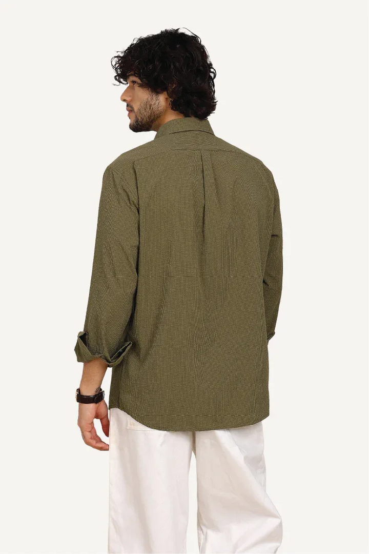 OLIVE TEXTURE WEAVE SHIRT - CRAIG