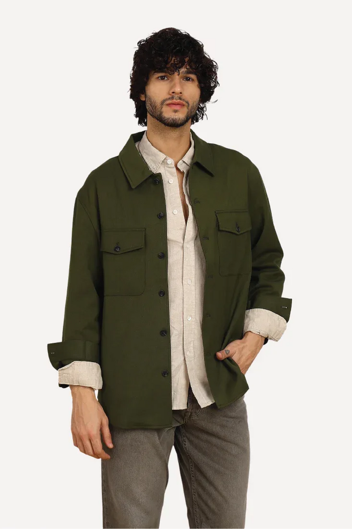 OLIVE COMFORT OVERSHIRT - CRAIG