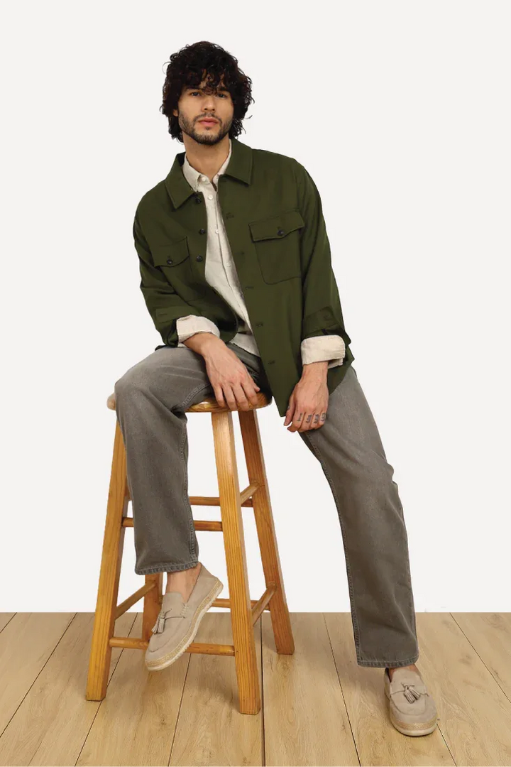 OLIVE COMFORT OVERSHIRT - CRAIG