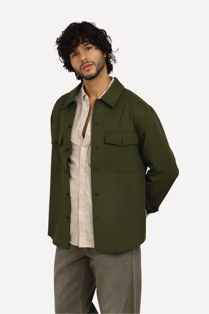 OLIVE COMFORT OVERSHIRT - CRAIG