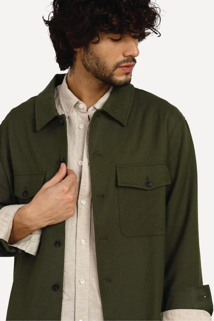 OLIVE COMFORT OVERSHIRT - CRAIG