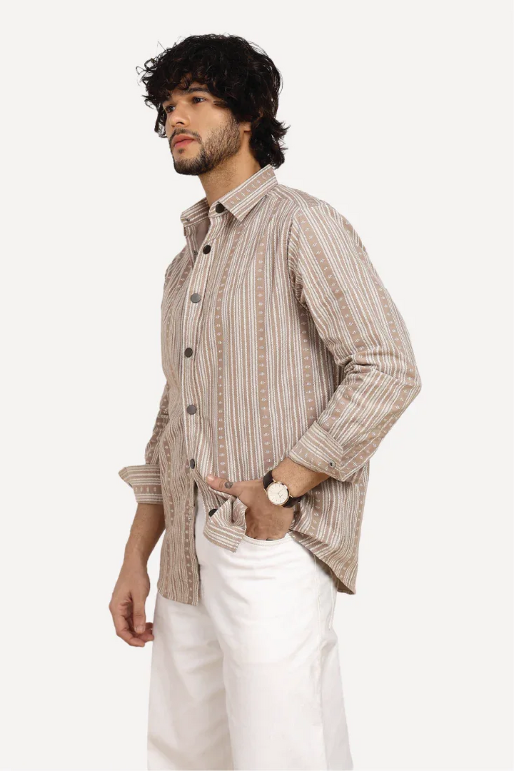BEIGE JACQUARD SHIRT - CRAIG