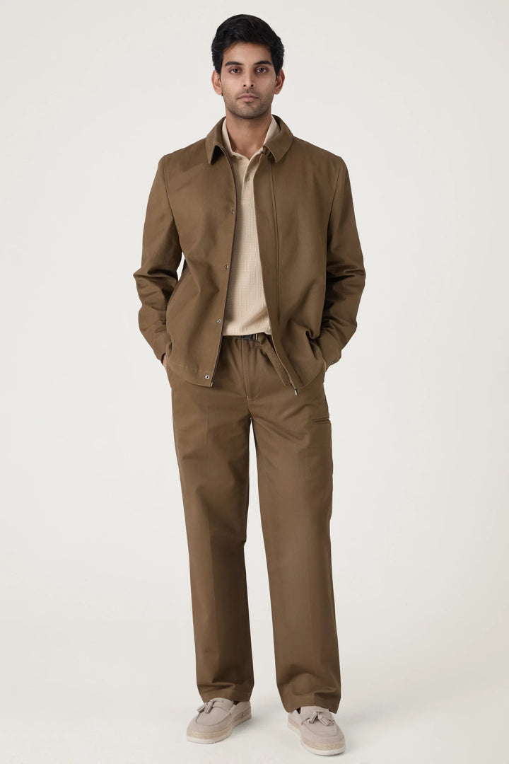 KHAKHI WASHED COTTON JACKET - CRAIG
