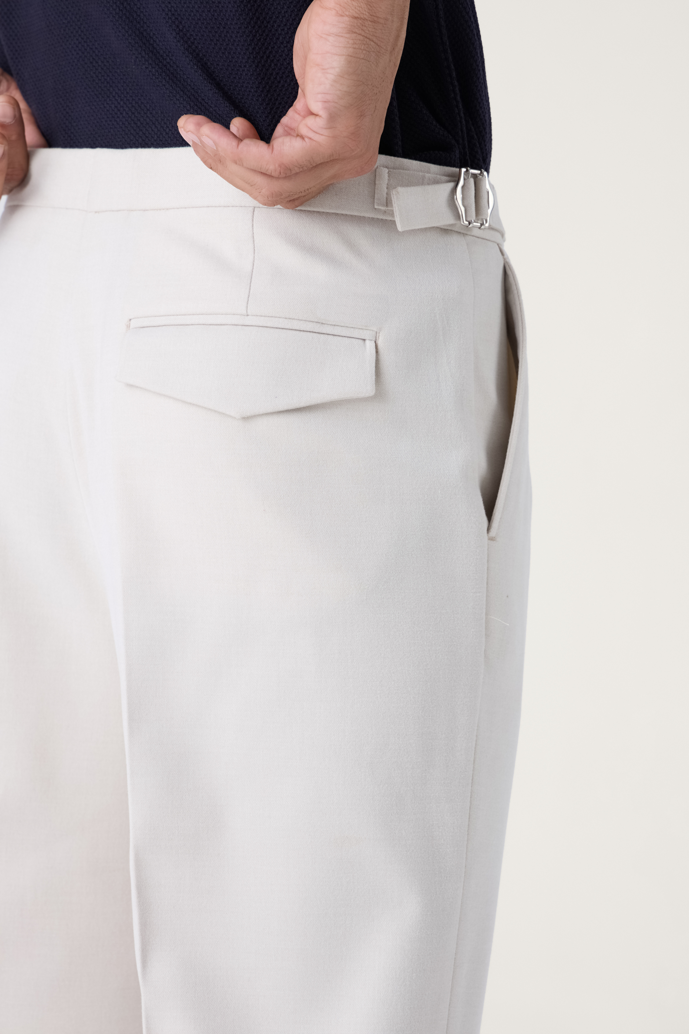 PLEATED TWILL TAILORED TROUSER WHITE