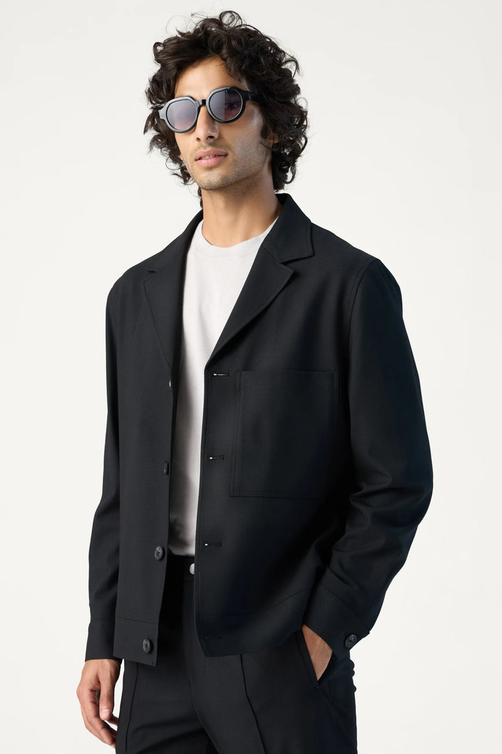 RELAXED FIT LAPEL JACKET BLACK - CRAIG