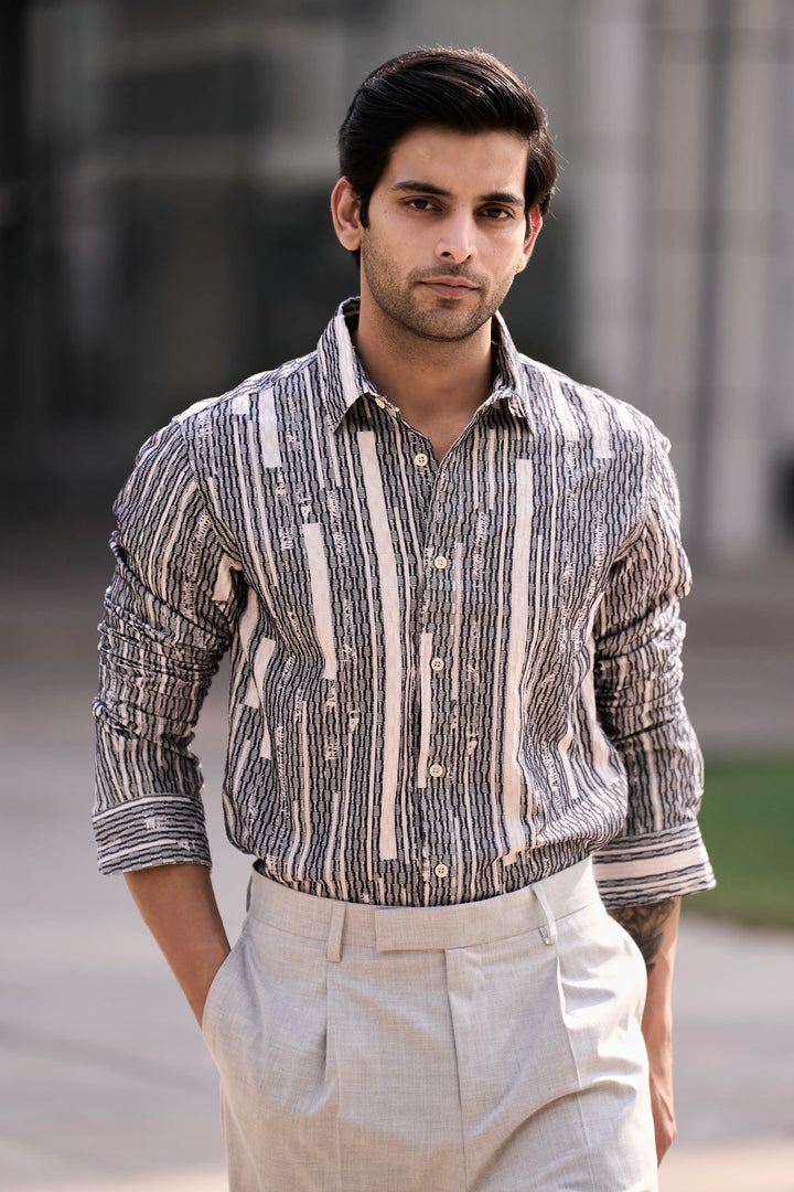 Men wearing Craig Barcode Abstract Shirt