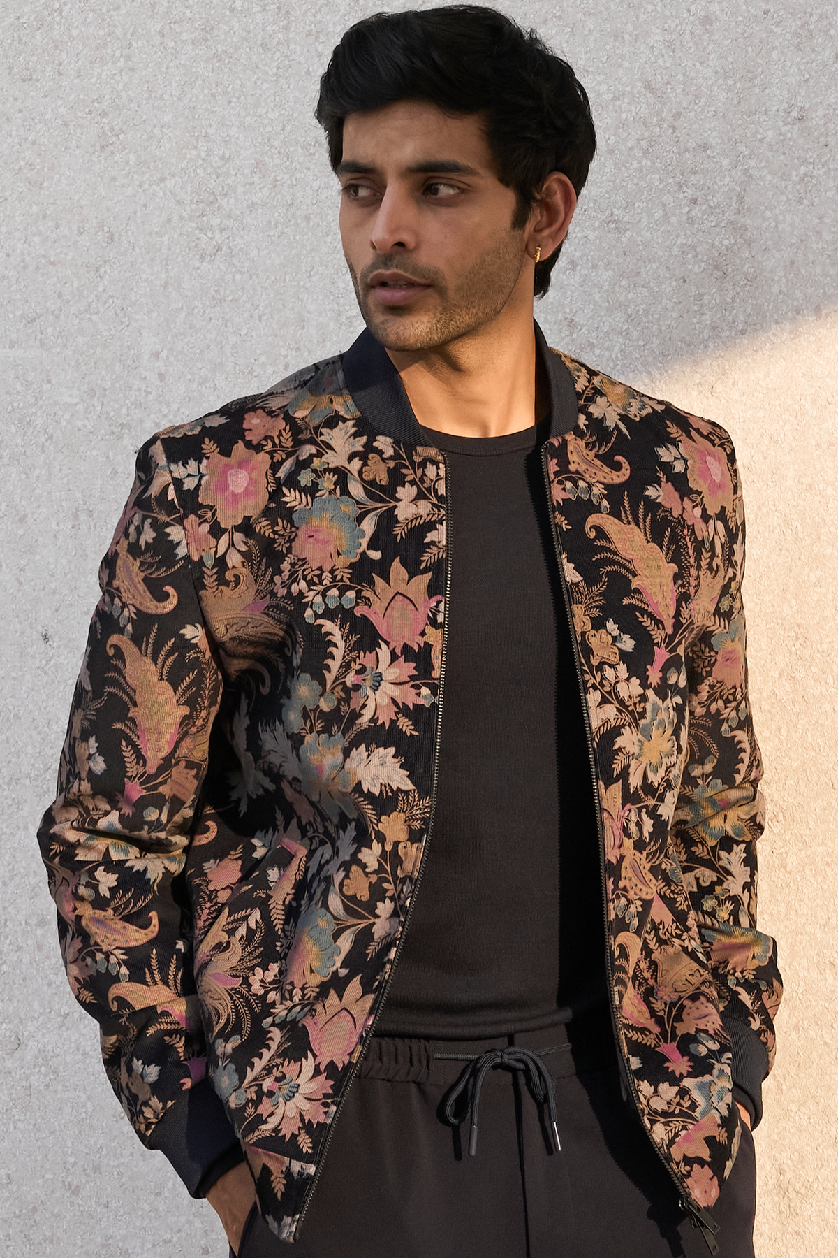 PAISLEY PRINTED BOMBER NAVY