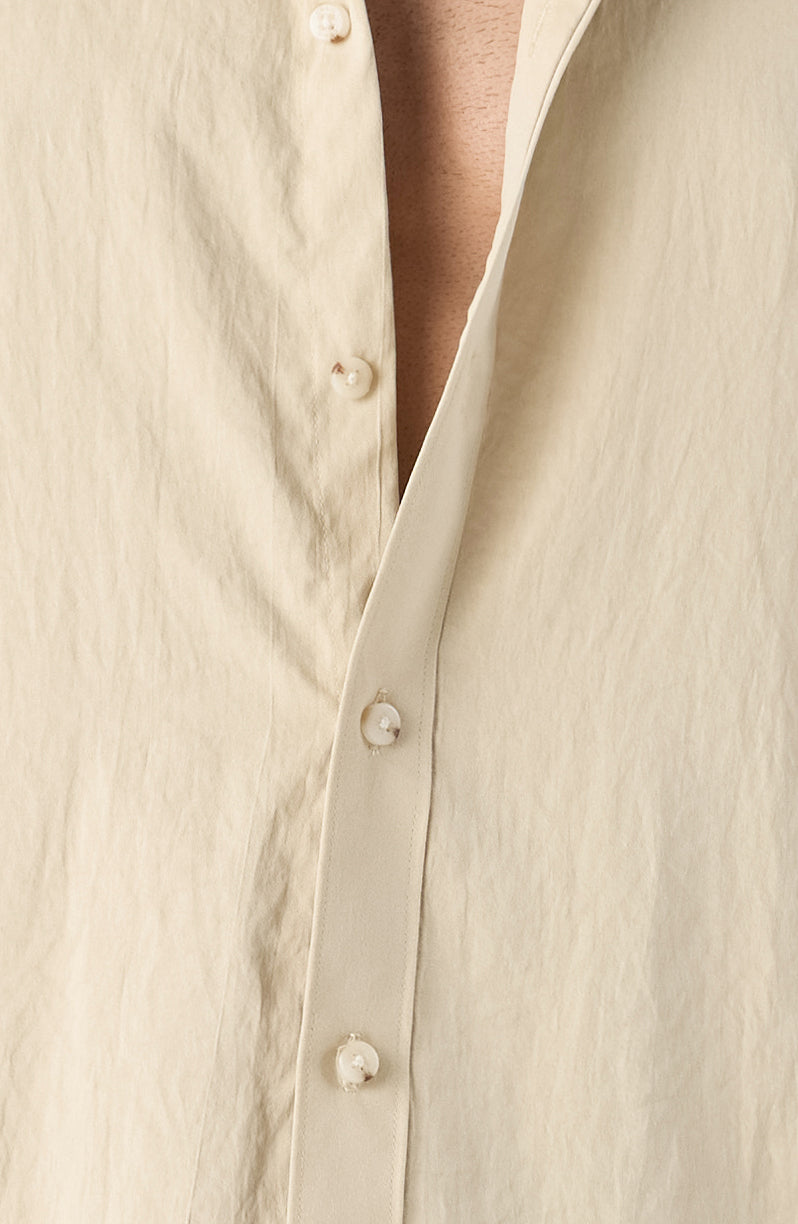 BEIGE CREASED COTTON SHIRT