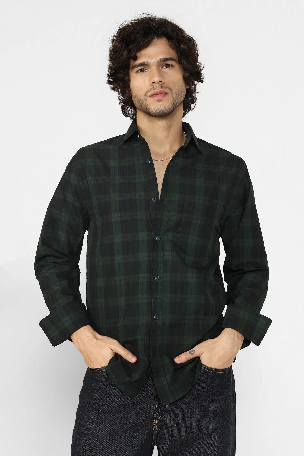 Green Seersucker Shirt - Craig Men