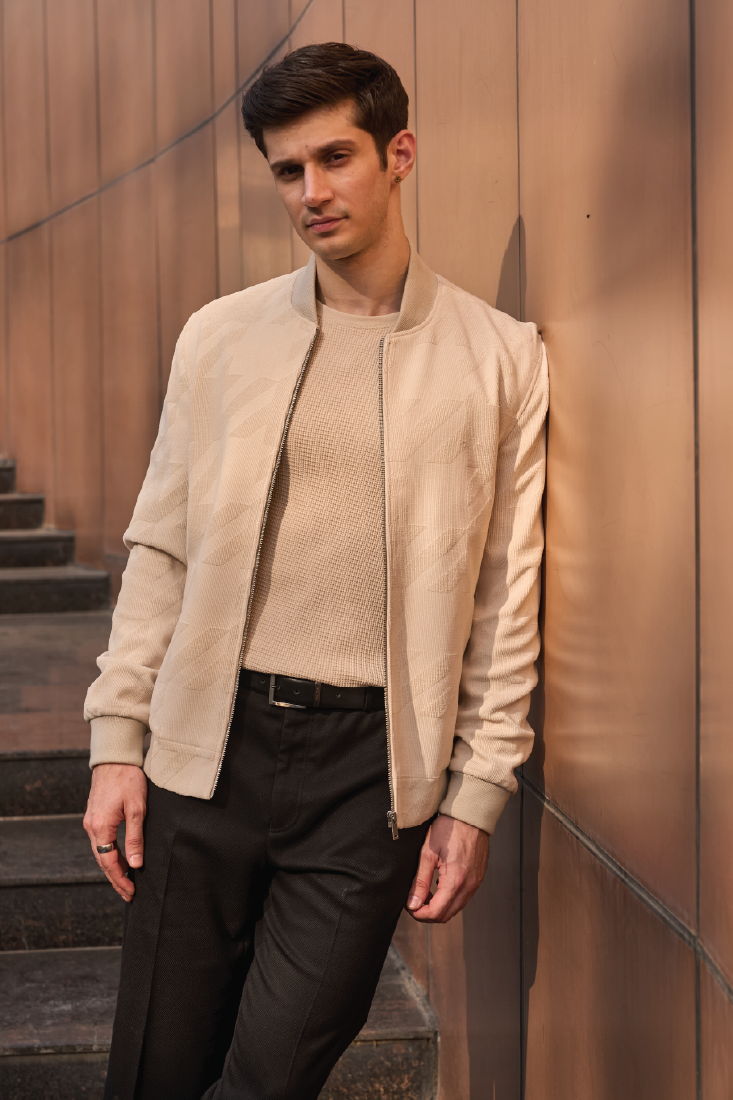 JACQUARD BOMBER BEIGE