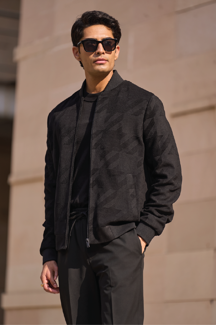 JACQUARD BOMBER BLACK