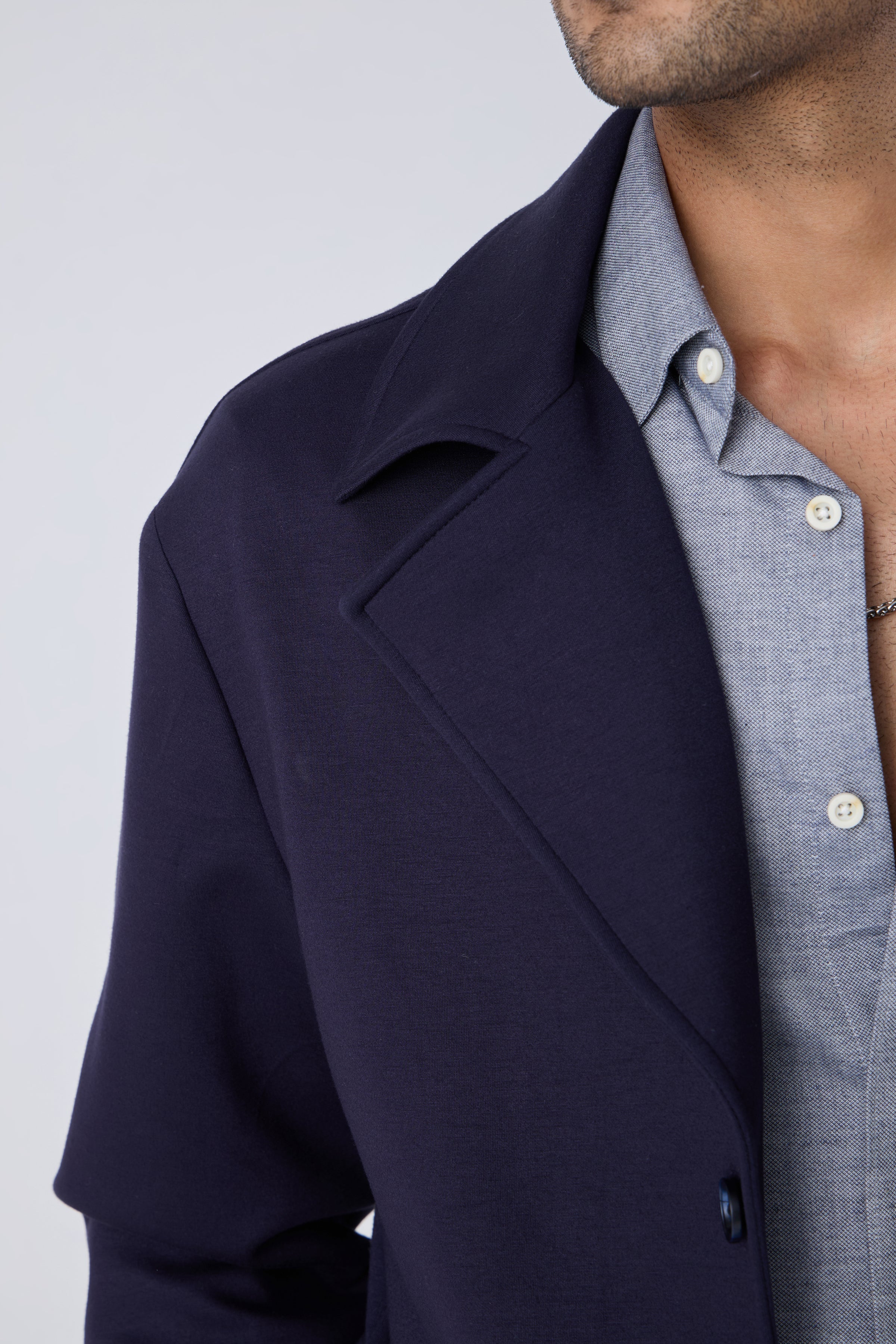 KNIT LAPEL OVERSHIRT