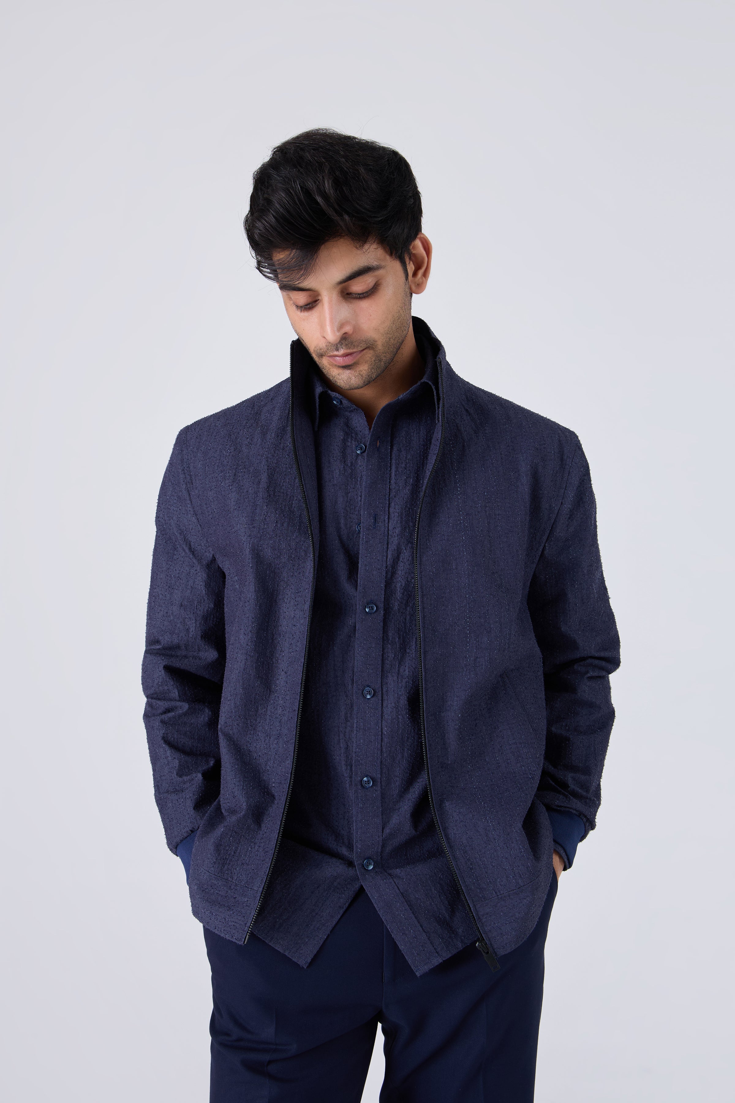 RAISED TEXTURE COTTON JACKET