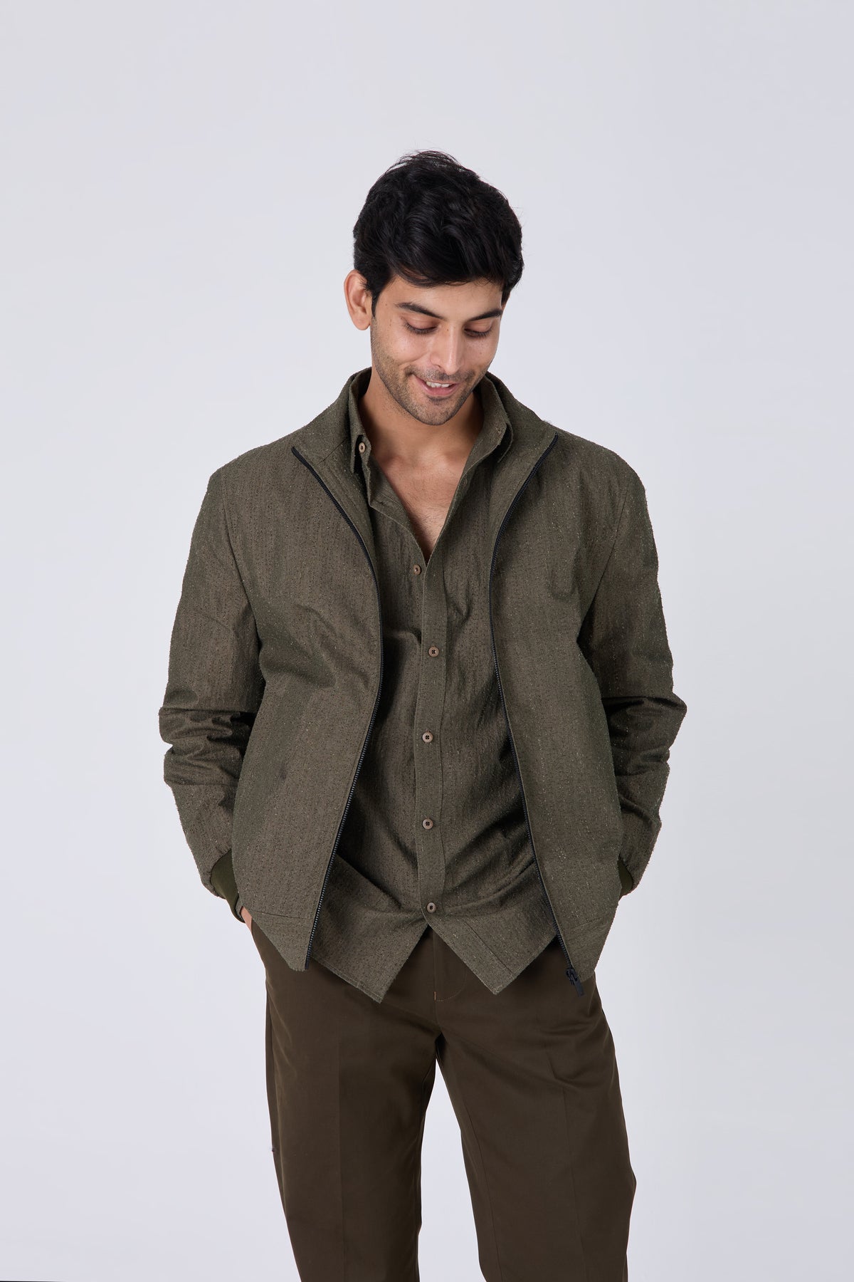 RAISED TEXTURE COTTON JACKET