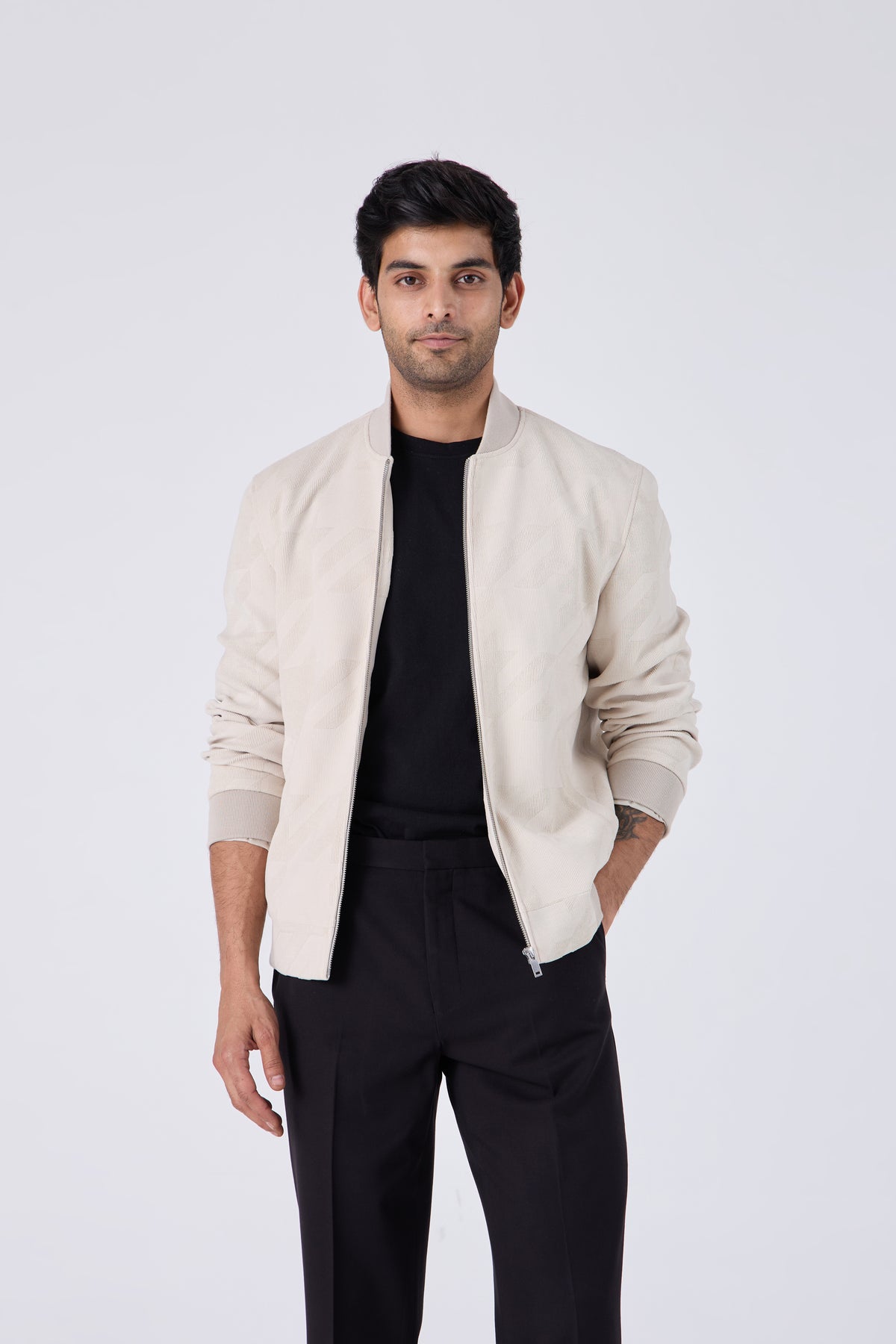 RAISED JACQUARD BOMBER