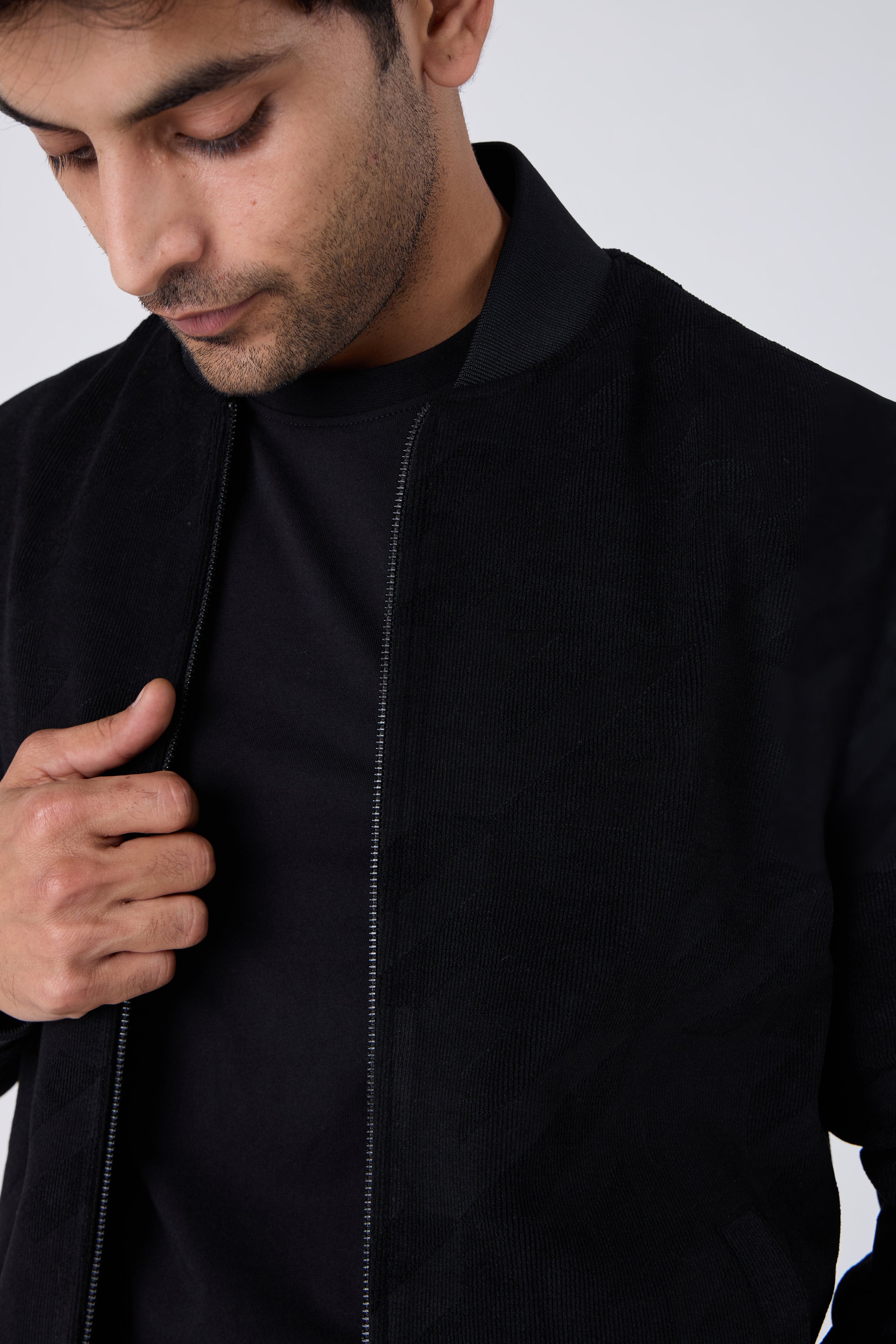 RAISED JACQUARD BOMBER