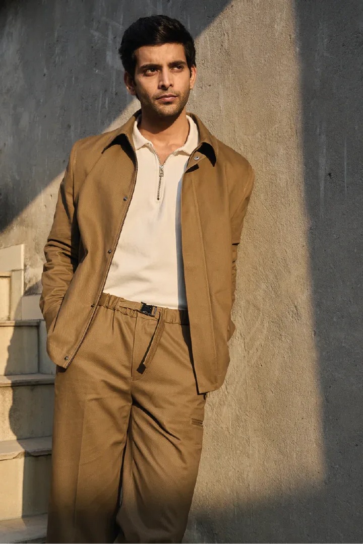 KHAKHI WASHED COTTON JACKET - CRAIG