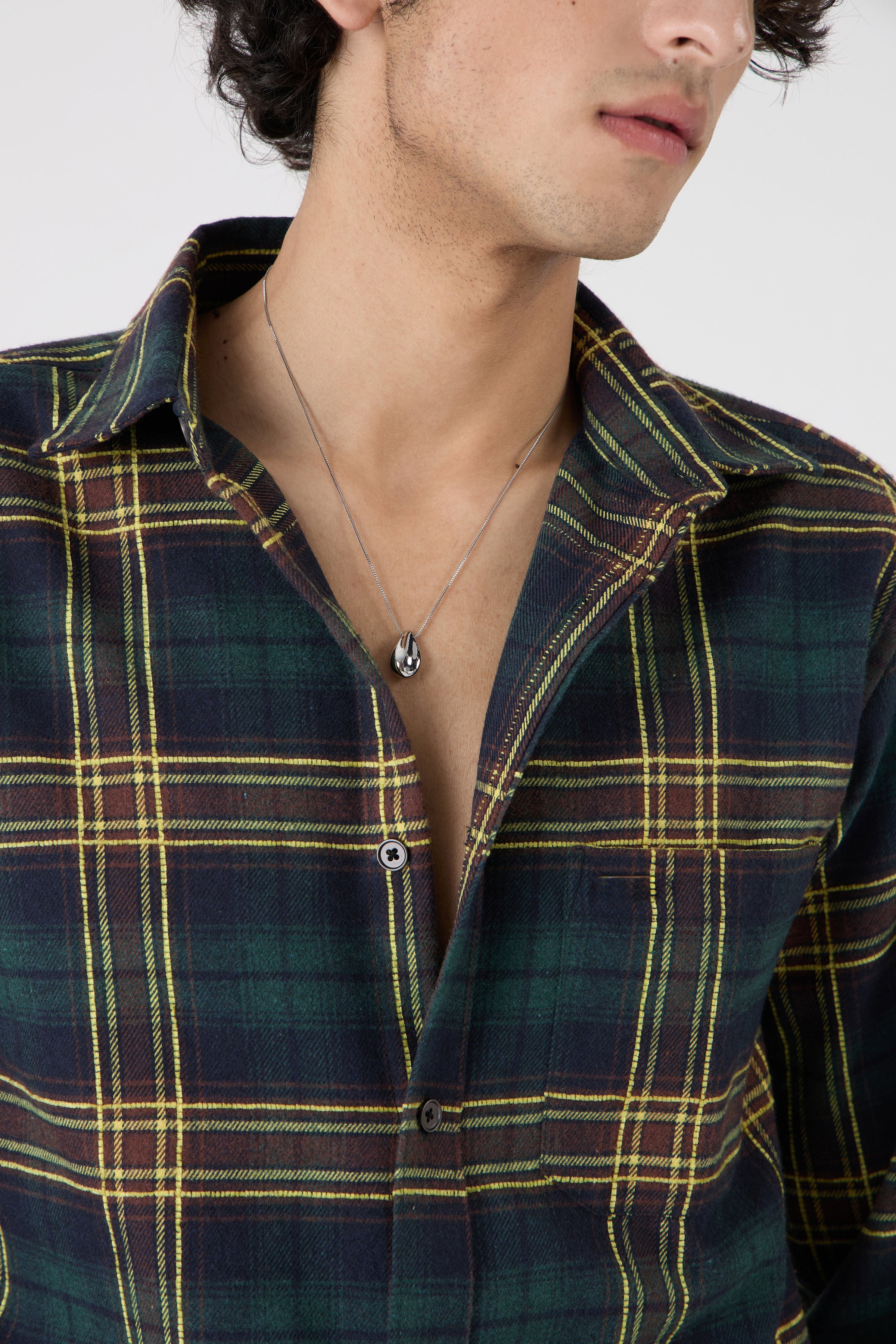 GREEN YELLOW BRUSHED COTTON CHECK SHIRT