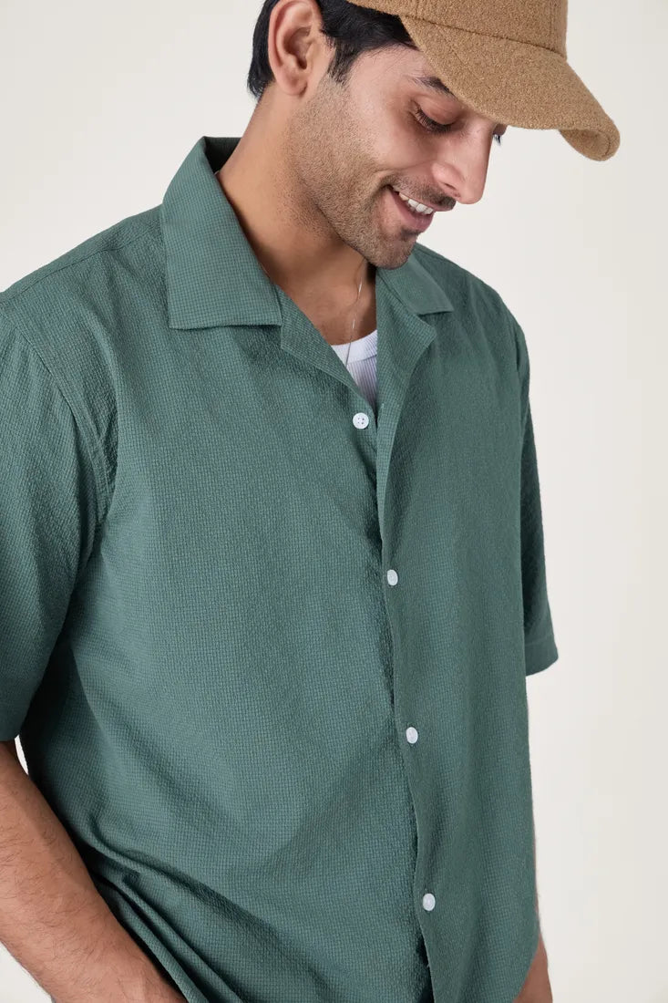 GREEN TEXTURE WEAVE SHIRT