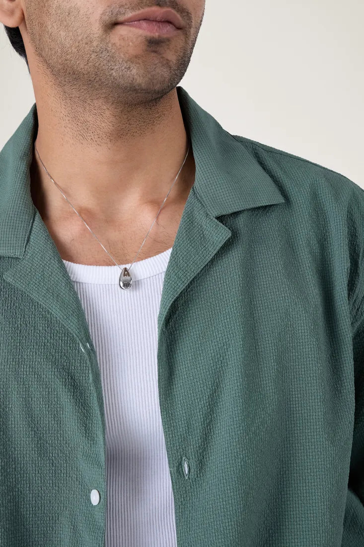 GREEN TEXTURE WEAVE SHIRT