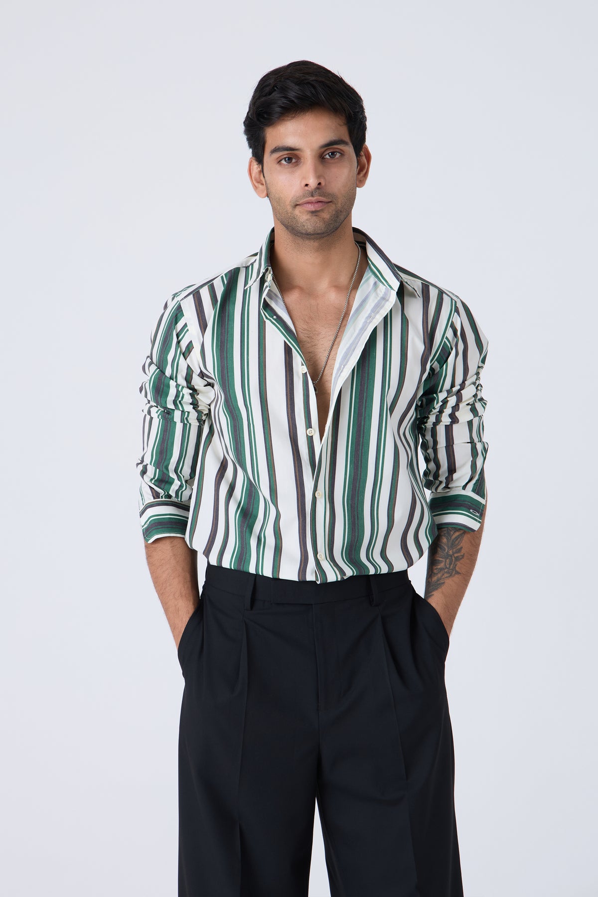 GREEN STRIPED SHIRT