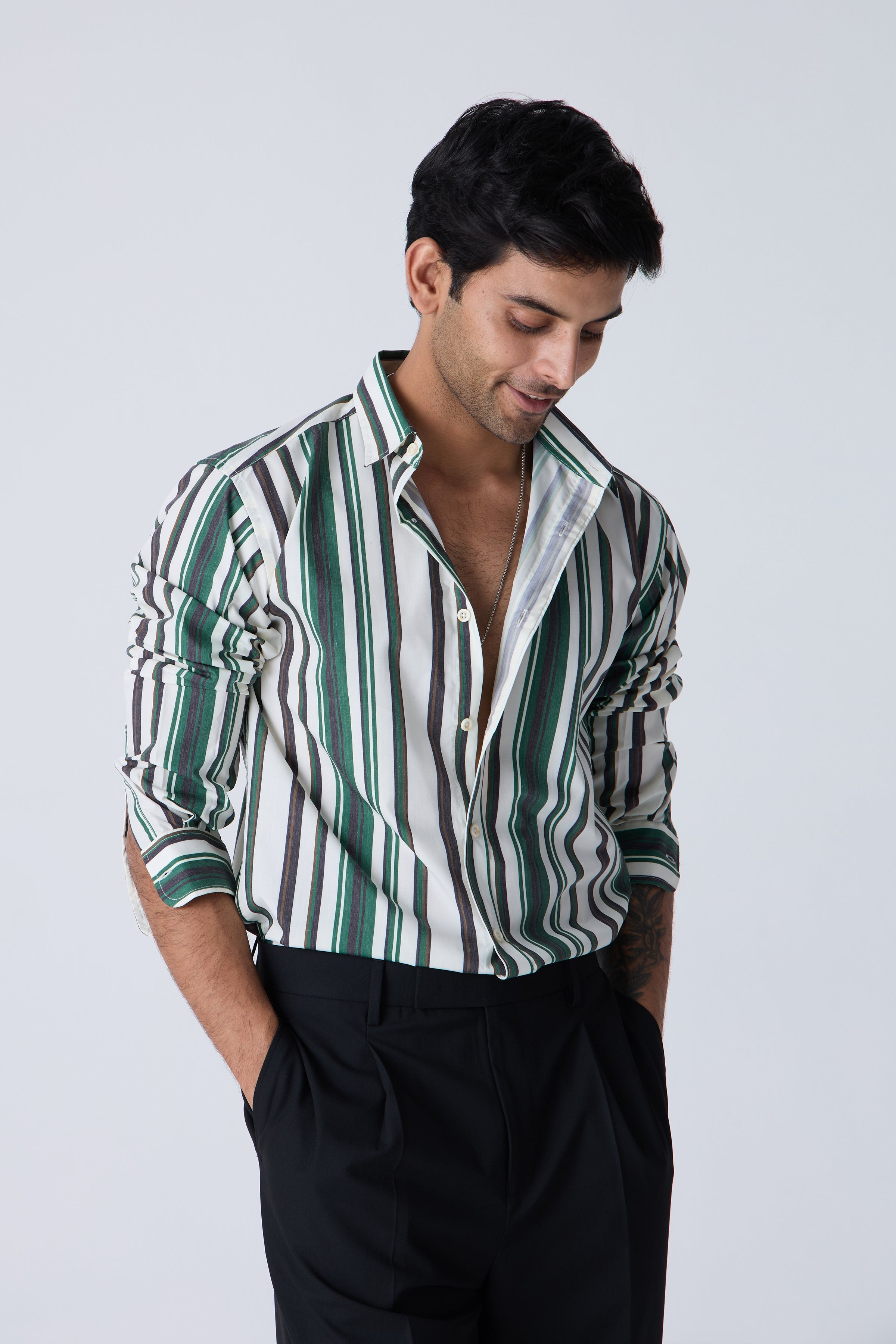 GREEN STRIPED SHIRT