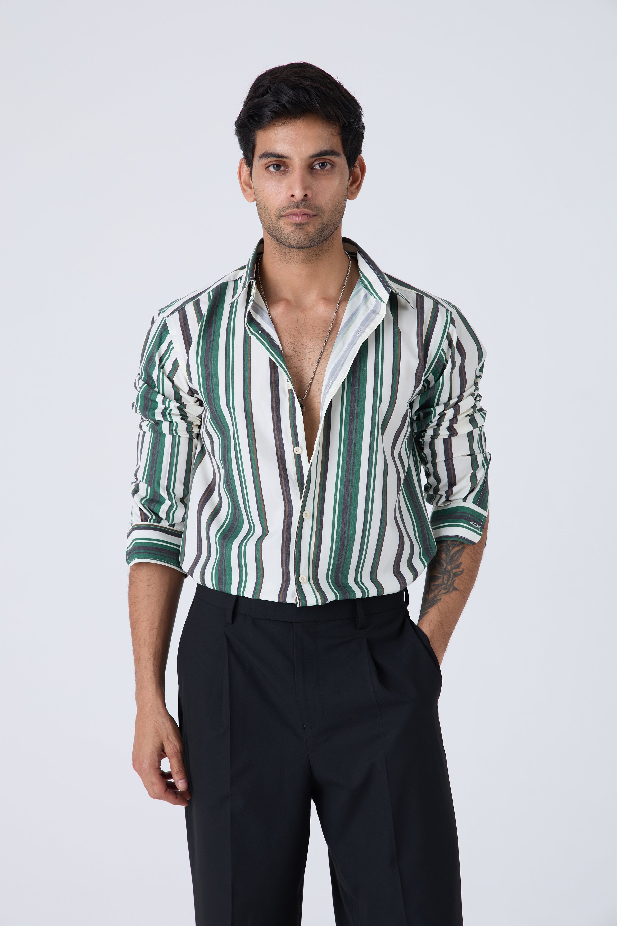 GREEN STRIPED SHIRT