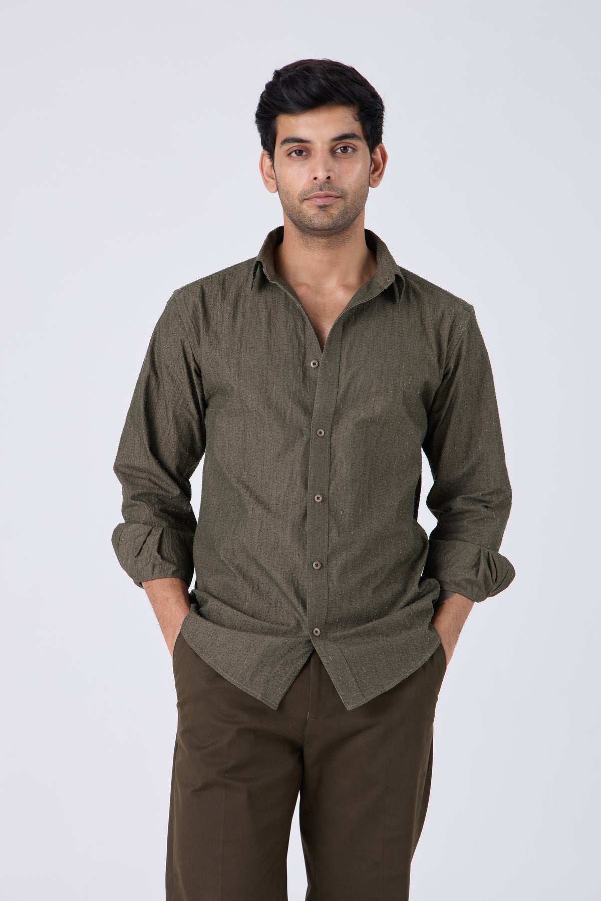 RAISED TEXTURE COTTON SHIRT