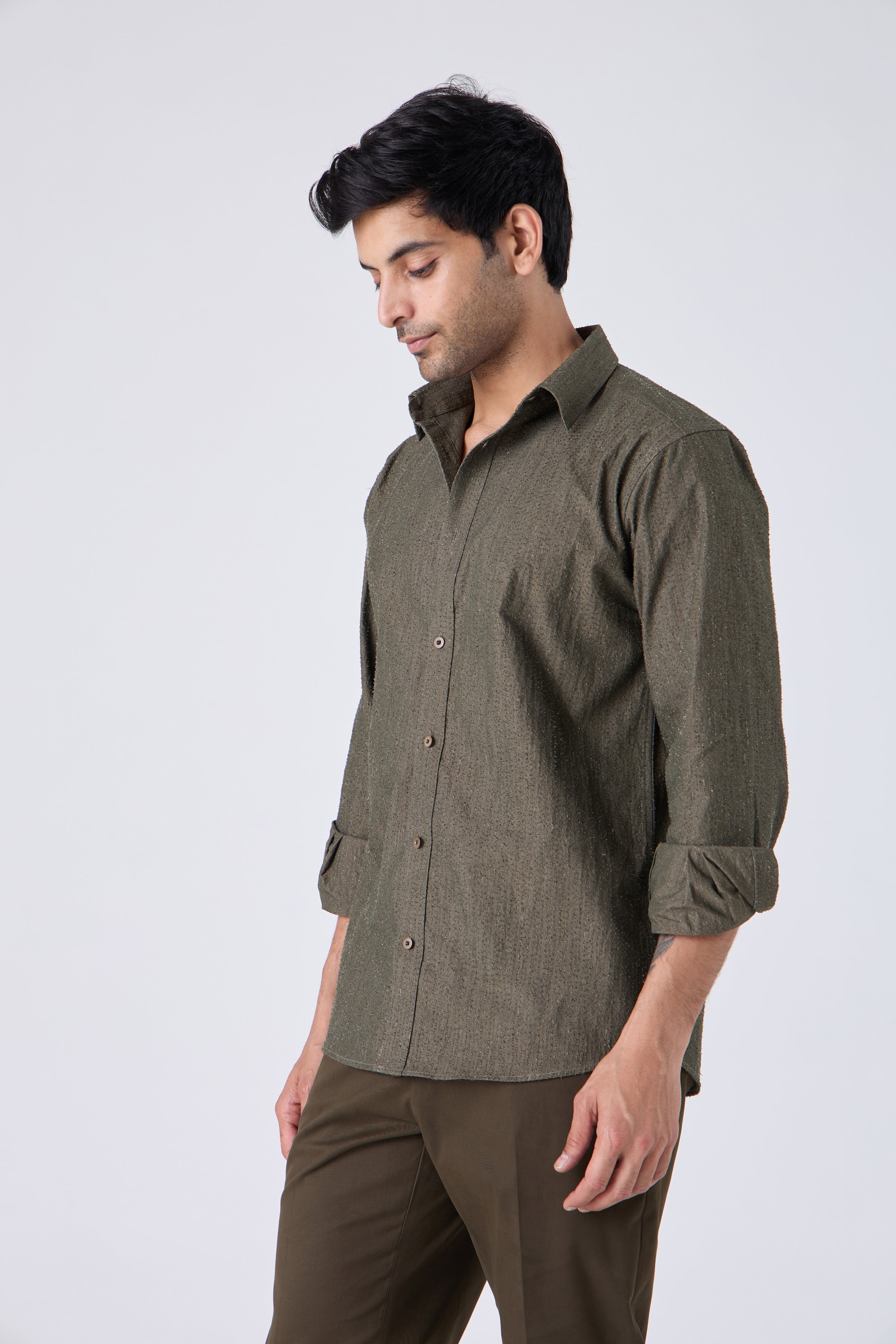 RAISED TEXTURE COTTON SHIRT