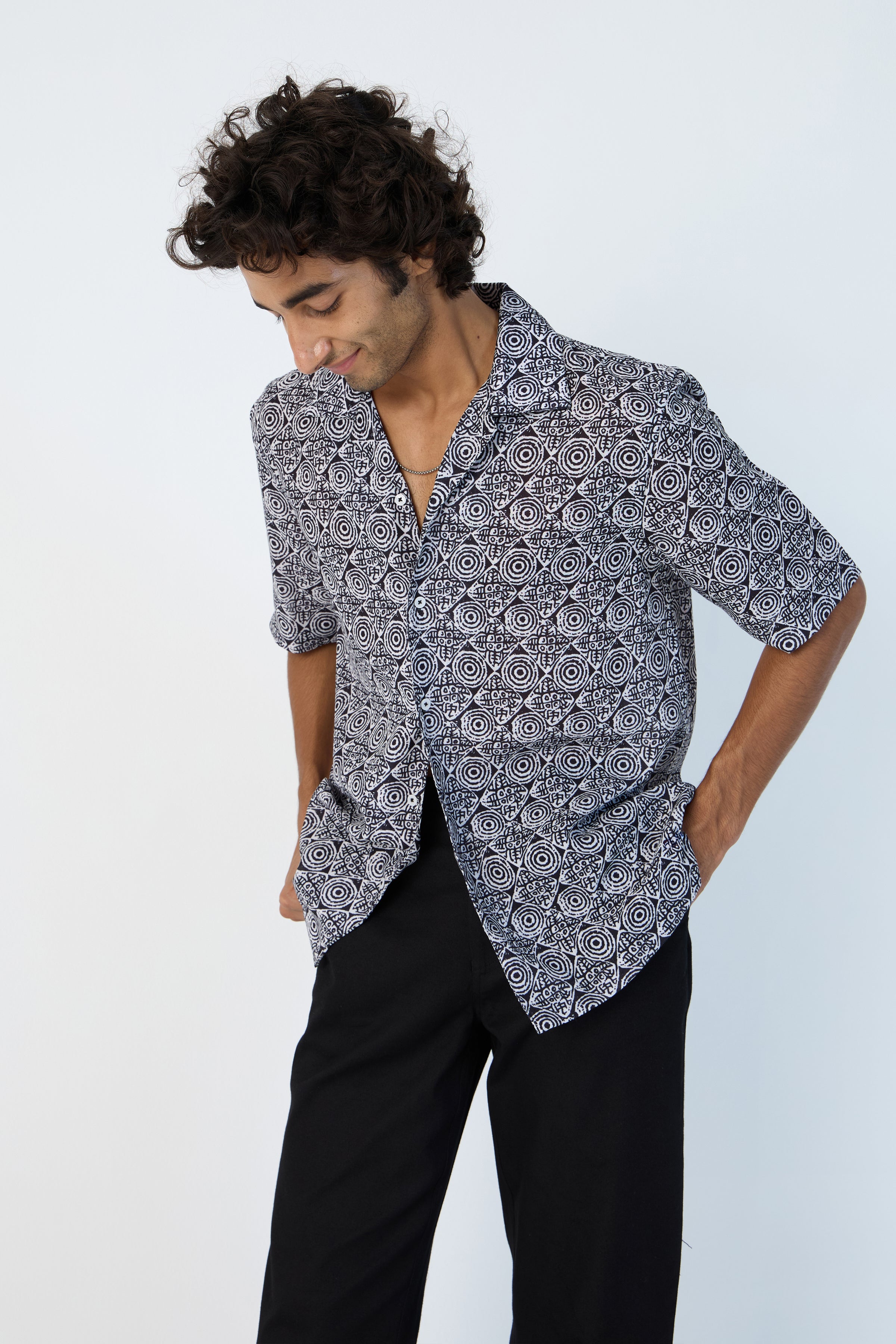 BLACK AZTEC PRINTED SHIRT