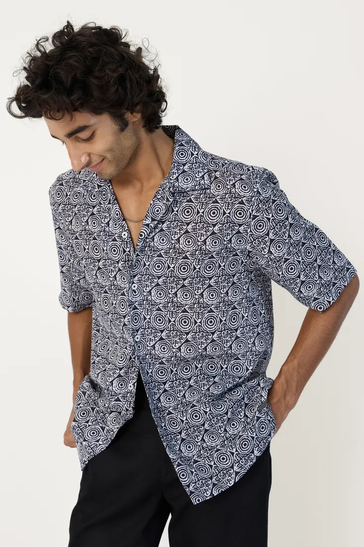 BLACK AZTEC PRINTED SHIRT