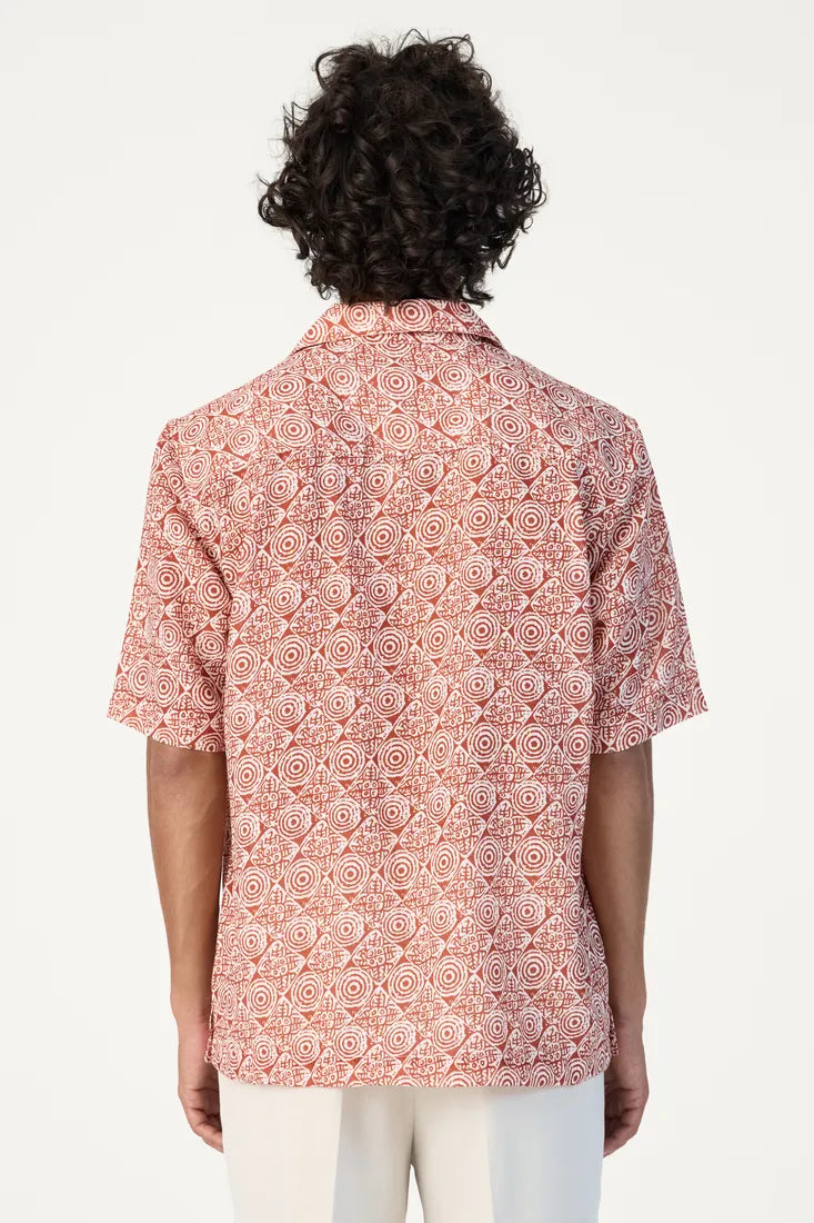 ORANGE AZTEC PRINTED SHIRT
