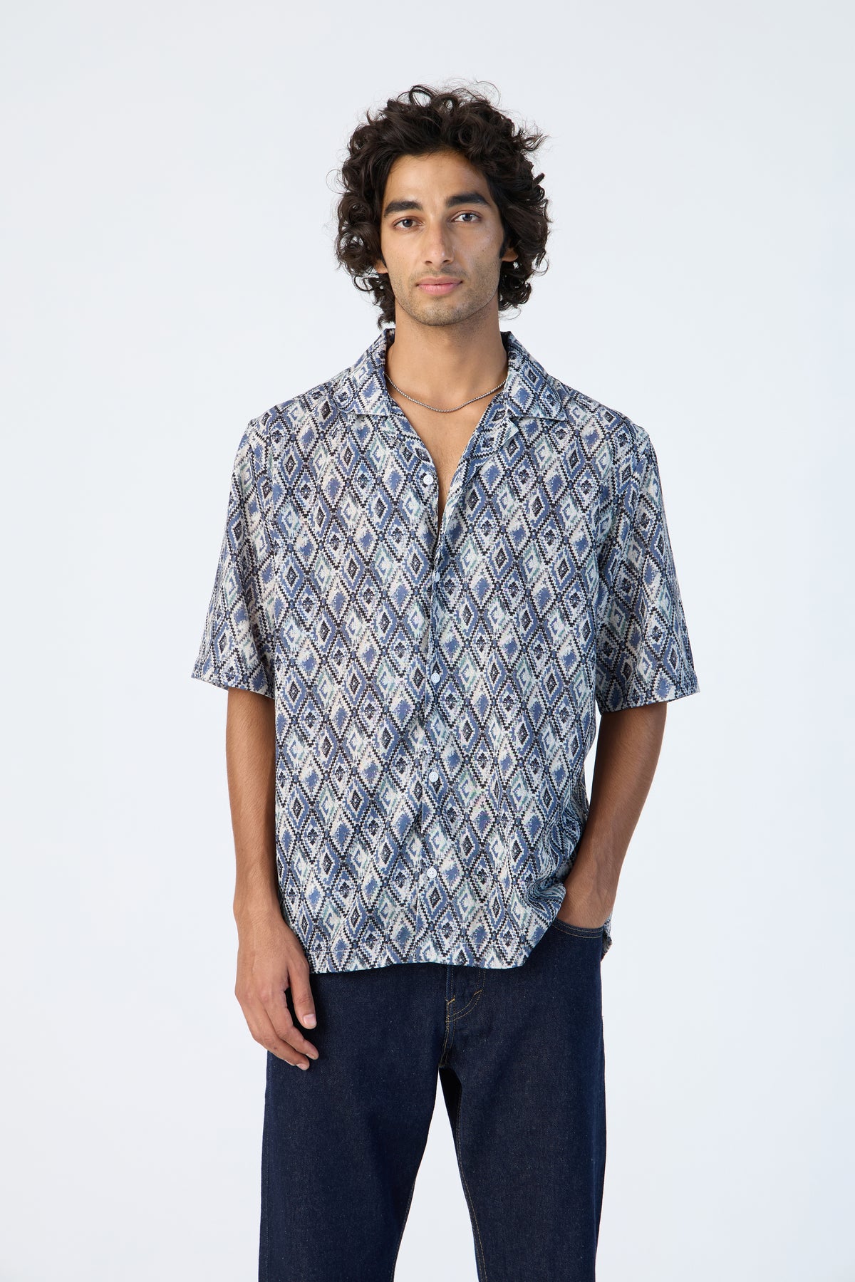 HARLEQUIN BLUE PRINTED SHIRT