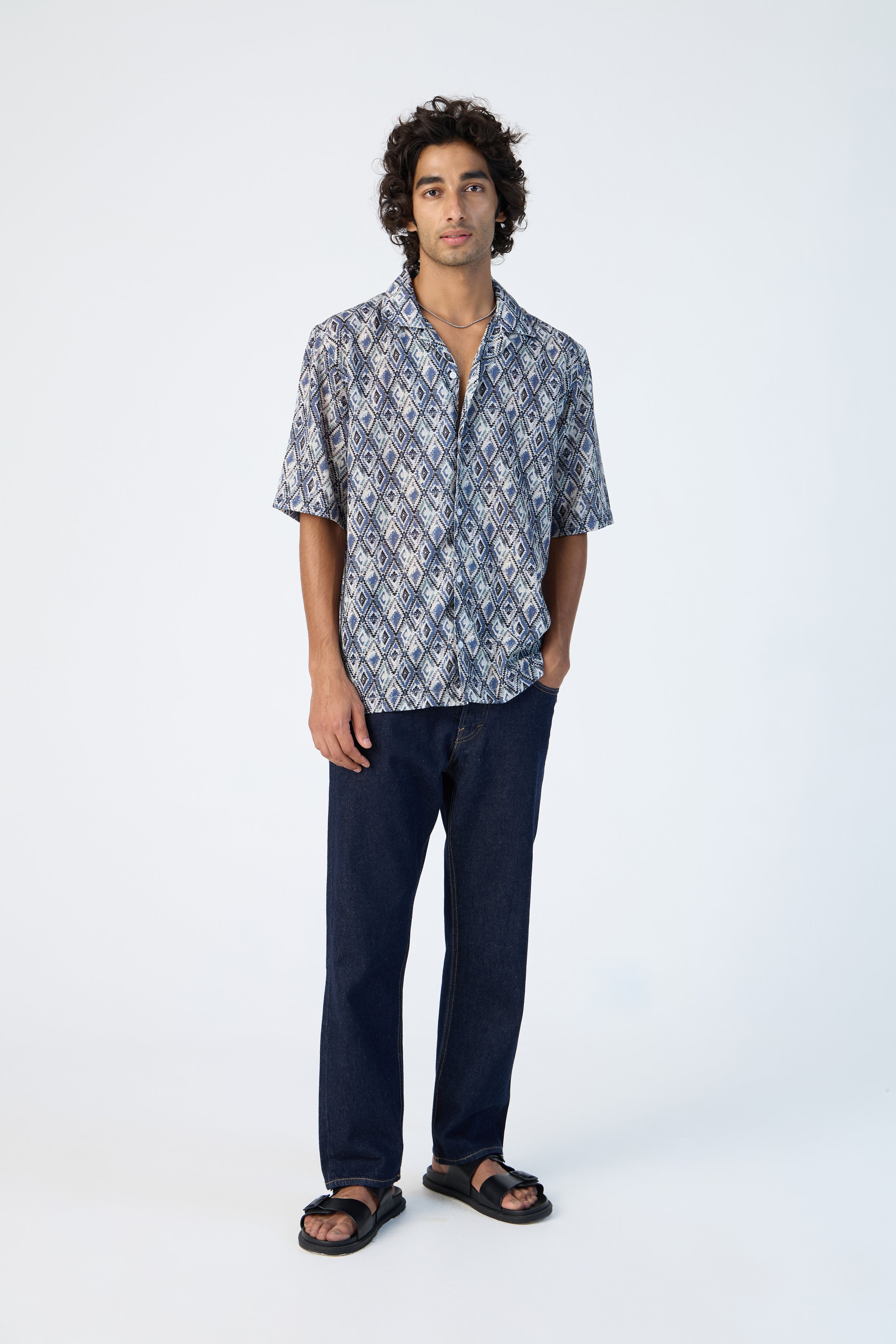 HARLEQUIN BLUE PRINTED SHIRT