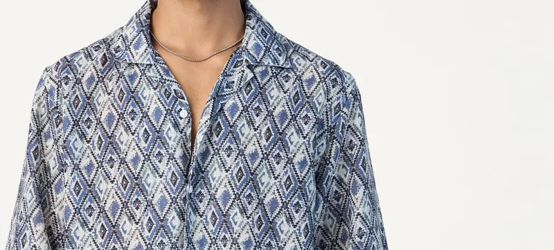 BLUE HARLEQUIN PRINTED SHIRT