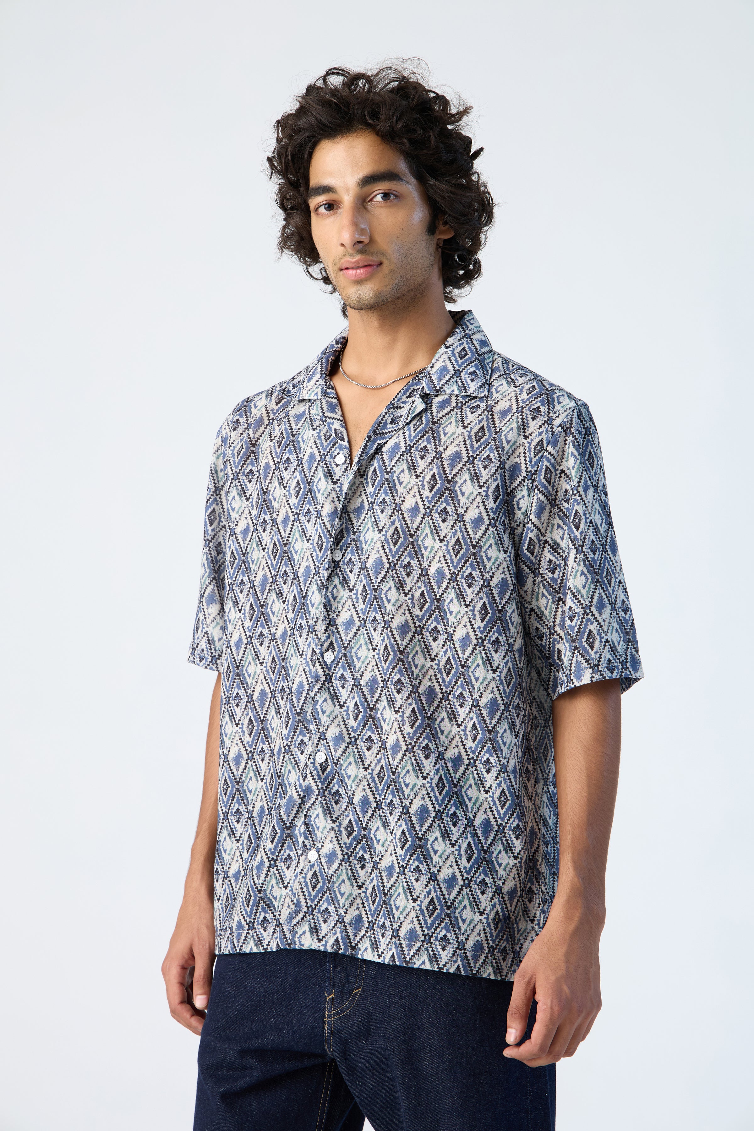 HARLEQUIN BLUE PRINTED SHIRT