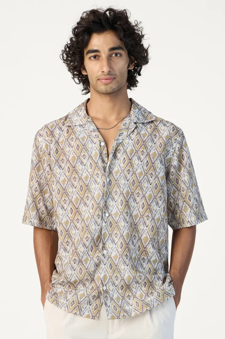 YELLOW HARLEQUIN PRINTED SHIRT