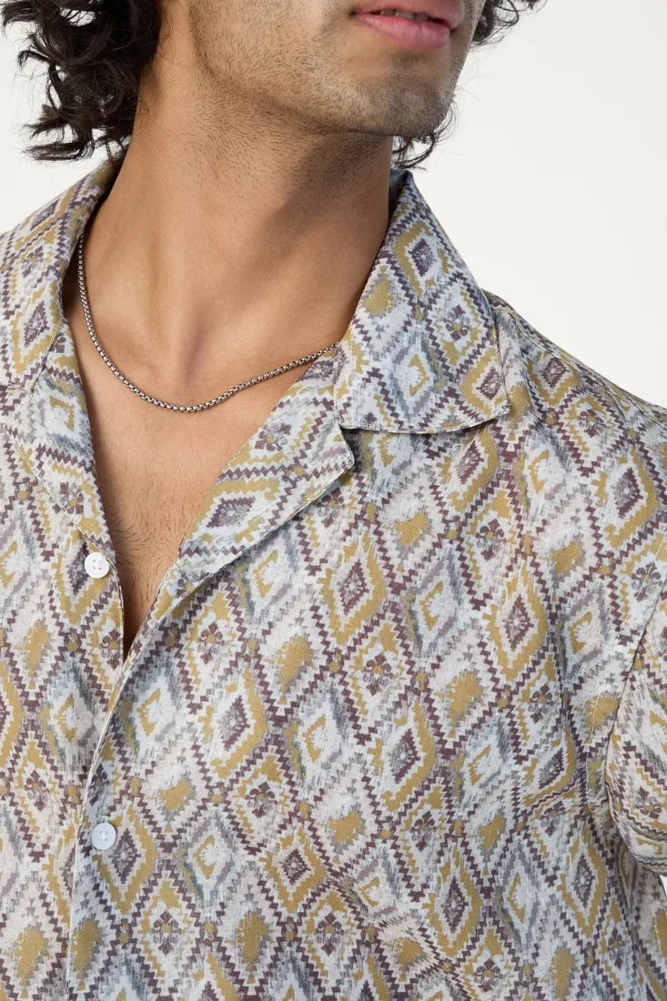 YELLOW HARLEQUIN PRINTED SHIRT