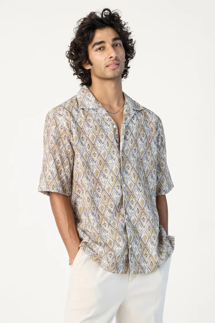 YELLOW HARLEQUIN PRINTED SHIRT