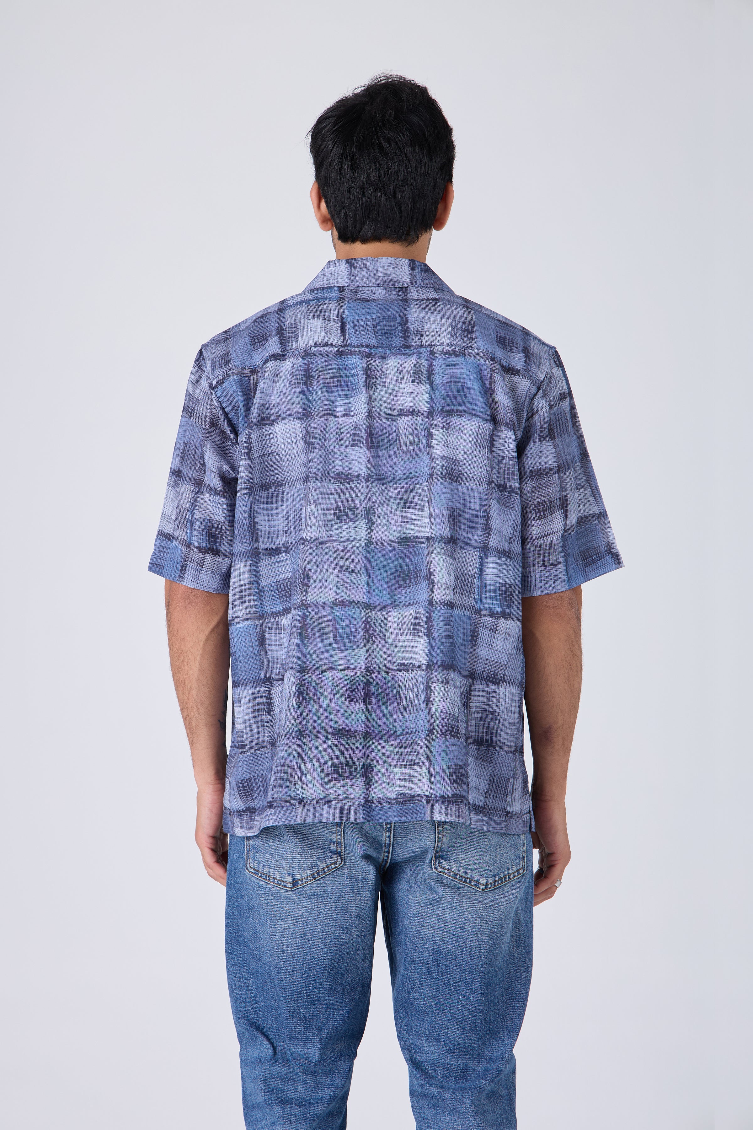 BLUE TONAL CHECK PRINTED SHIRT